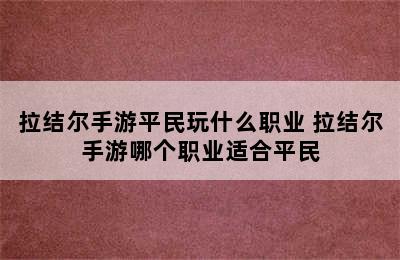 拉结尔手游平民玩什么职业 拉结尔手游哪个职业适合平民